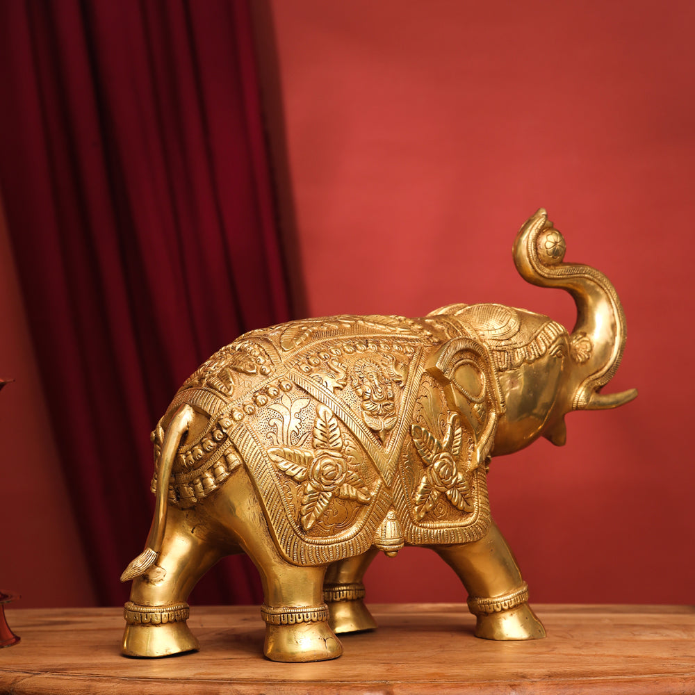 Brass Royal Elephant Statue (13.5 Inch) Vedansh Craft
