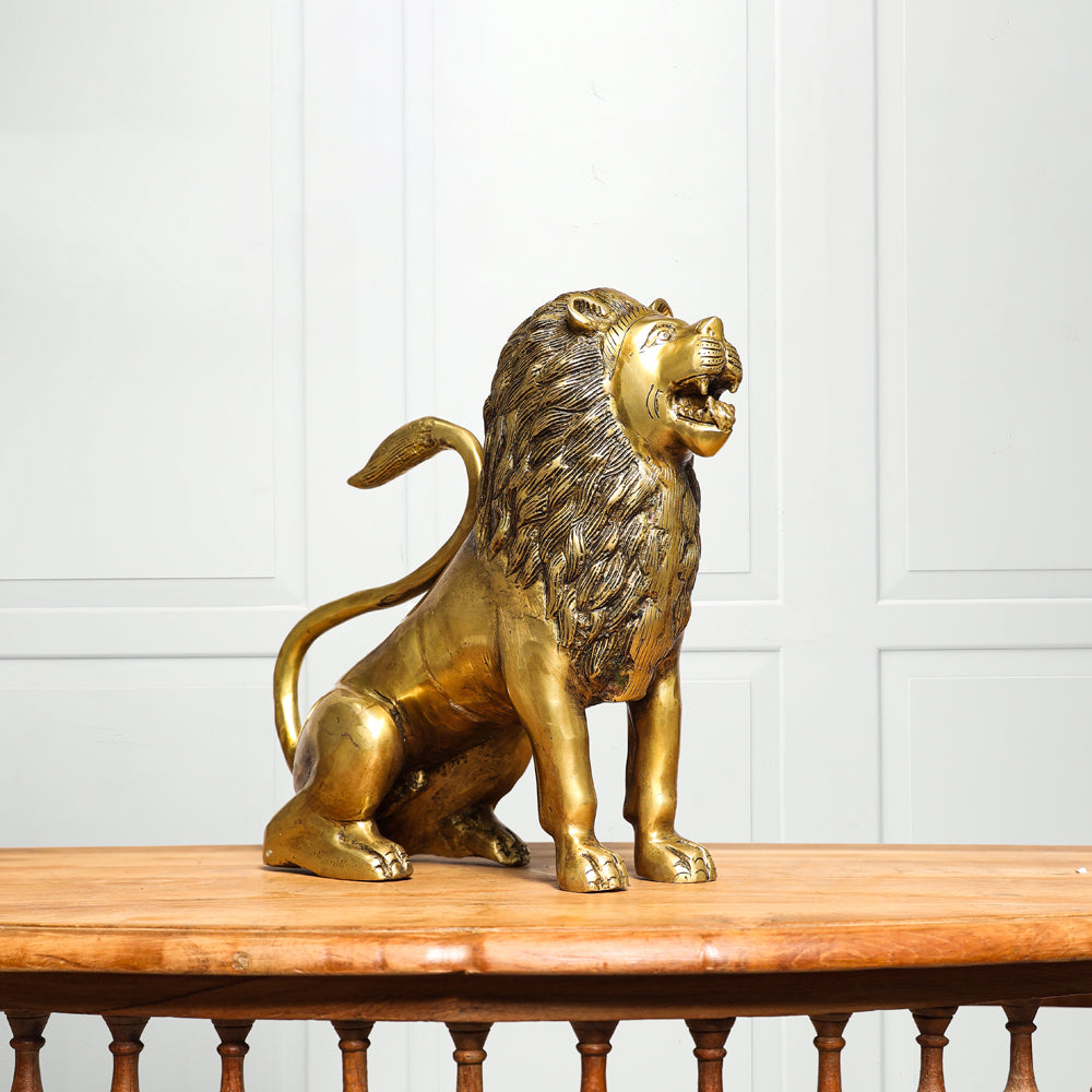 Brass Lion Statue (10.5 Inch) Vedansh Craft