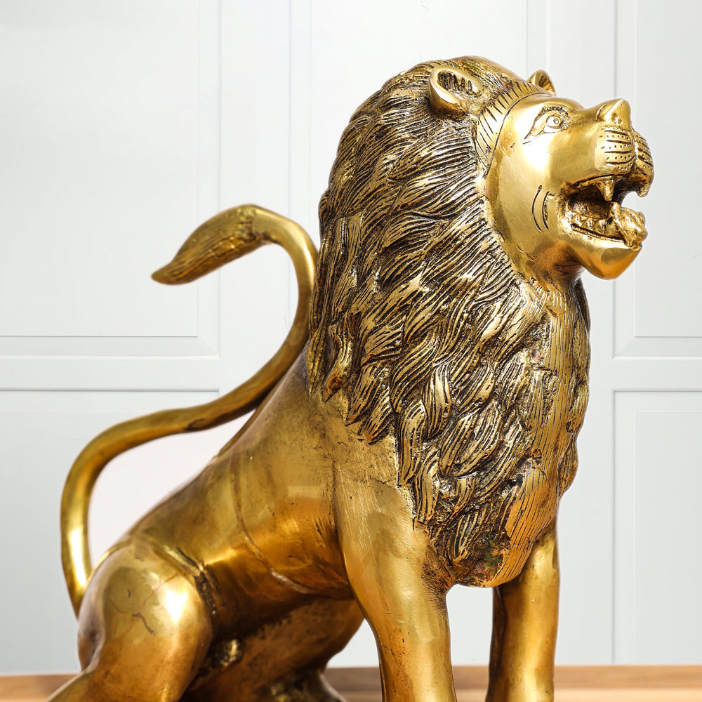 Brass Lion Statue (10.5 Inch) Vedansh Craft