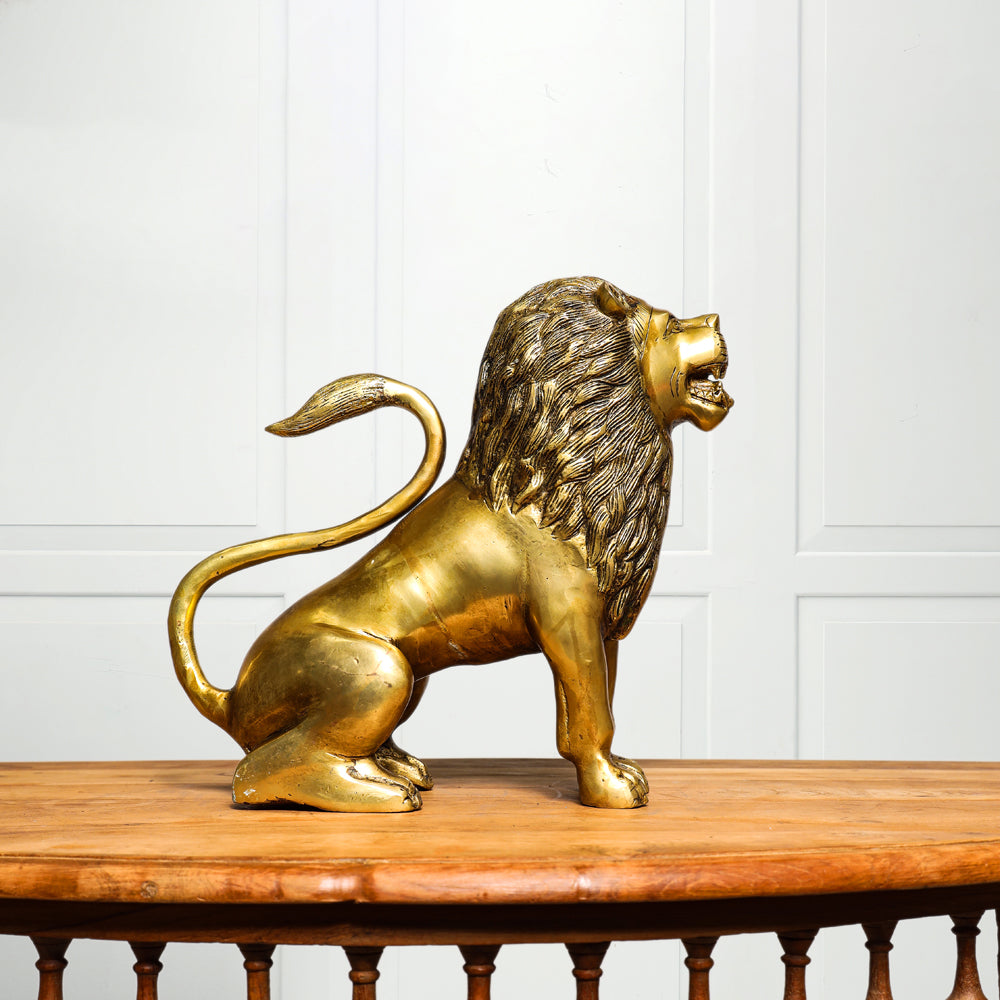 Brass Lion Statue (10.5 Inch) Vedansh Craft