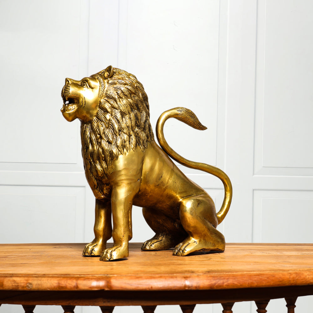 Brass Lion Statue (10.5 Inch) Vedansh Craft