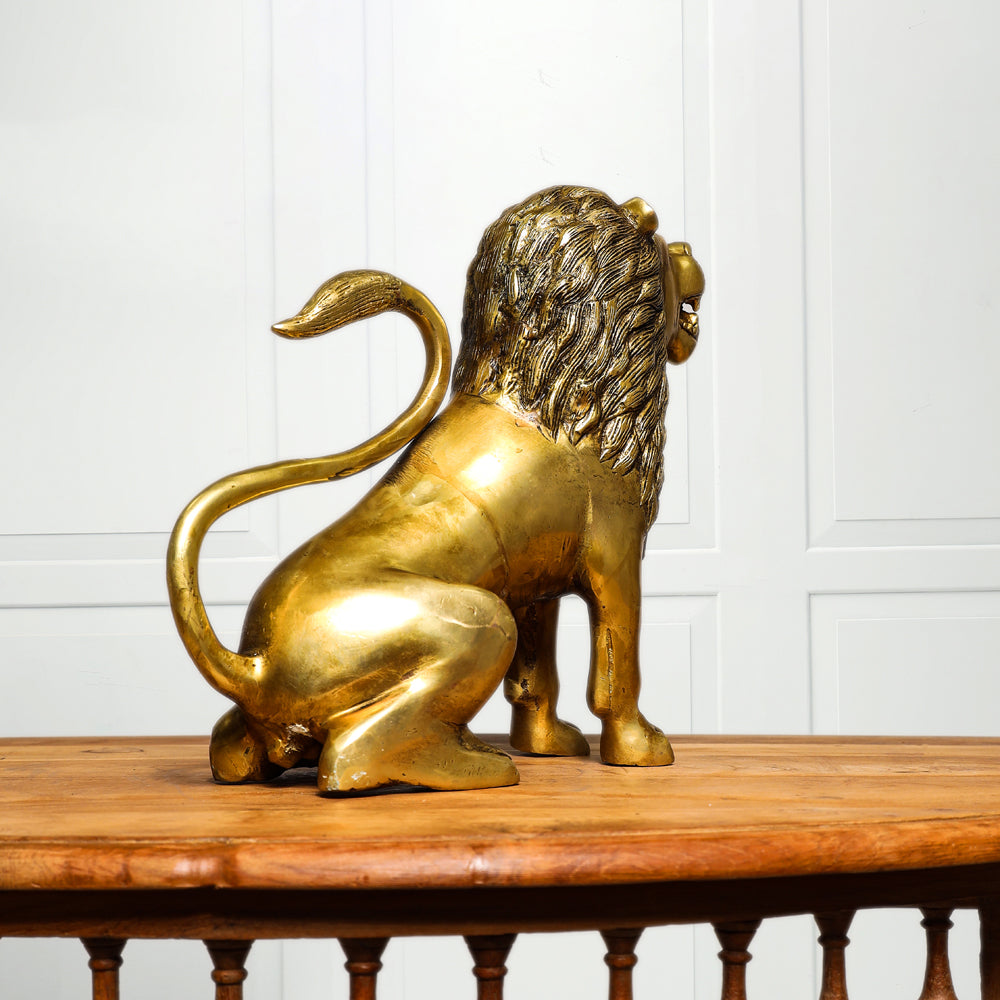 Brass Lion Statue (10.5 Inch) Vedansh Craft