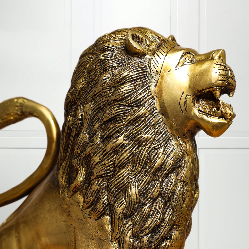 Brass Lion Statue (10.5 Inch) Vedansh Craft