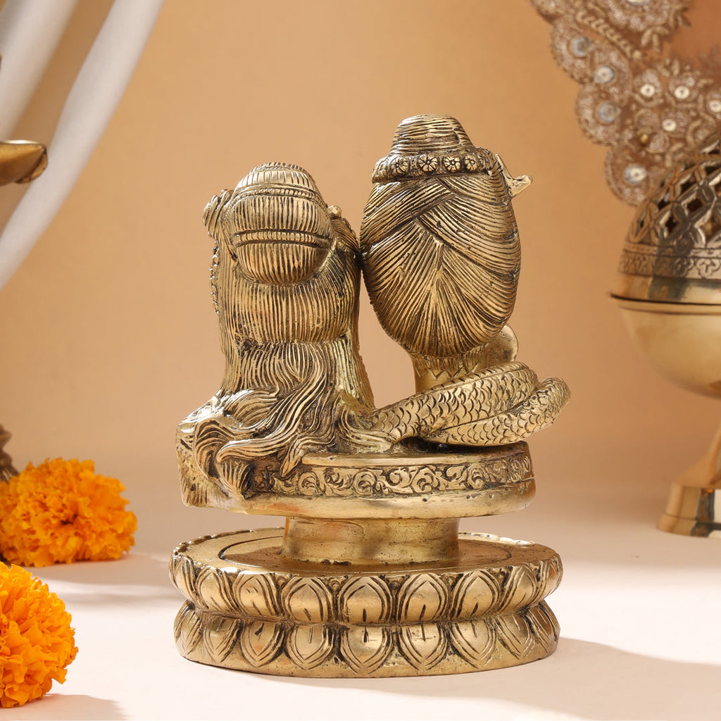 Brass Shiva parvati Head Idol (6.5 Inch) Vedansh Craft