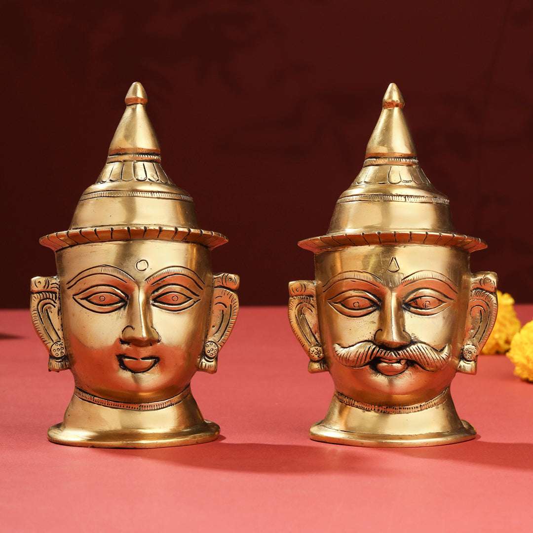 Brass Shiva Parvati Head Set (7 Inch) Vedansh Craft