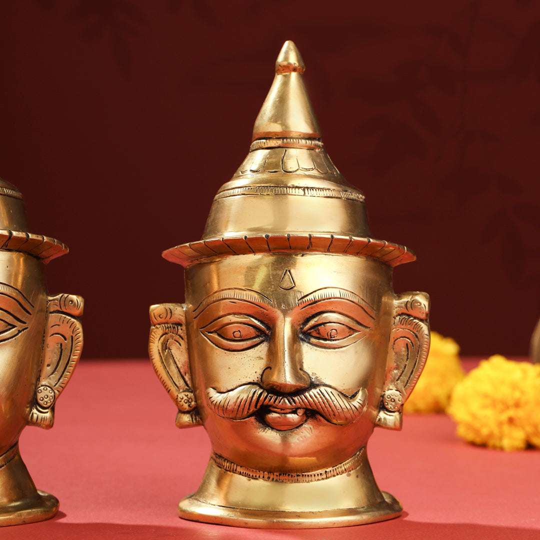 Brass Shiva Parvati Head Set (7 Inch) Vedansh Craft