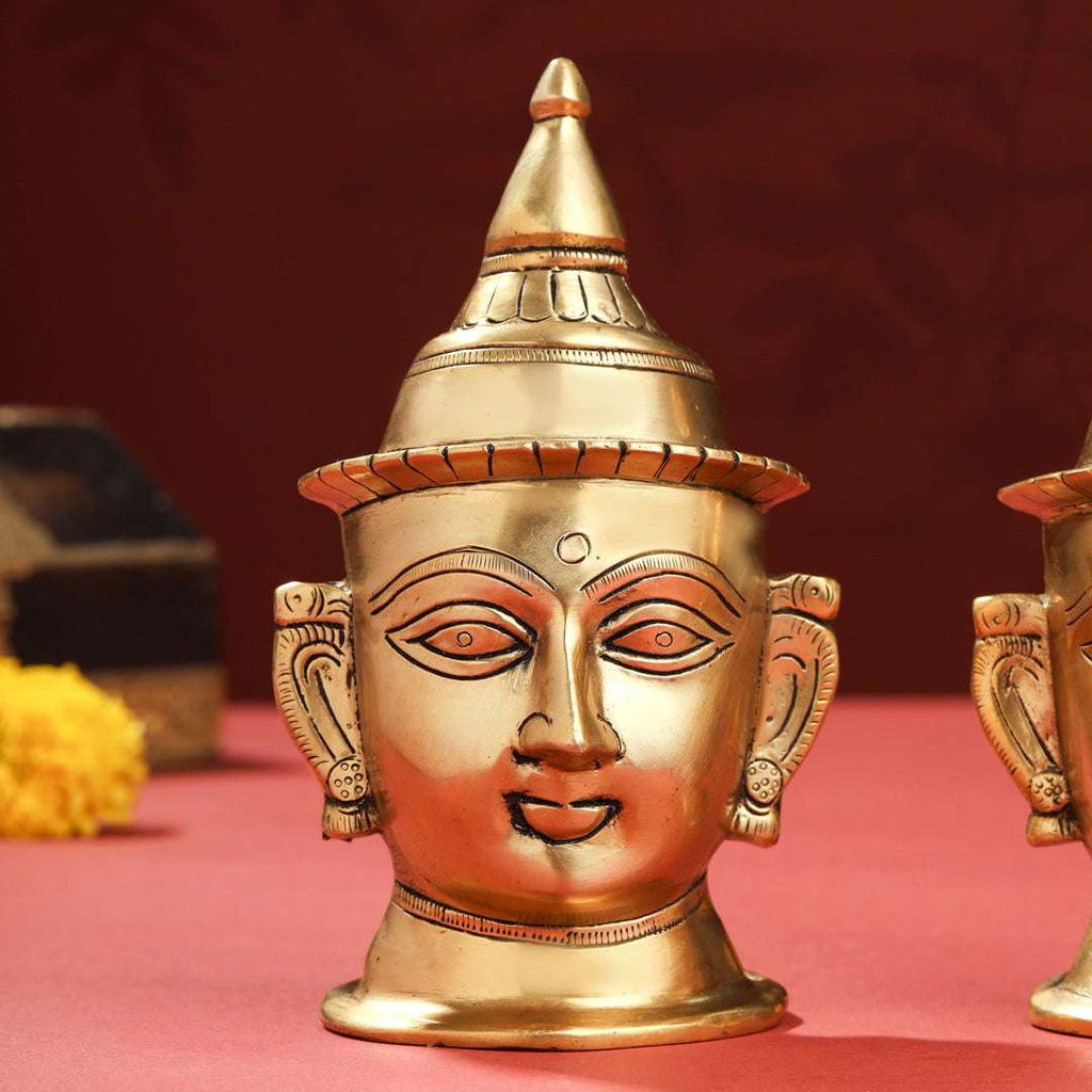 Brass Shiva Parvati Head Set (7 Inch) Vedansh Craft