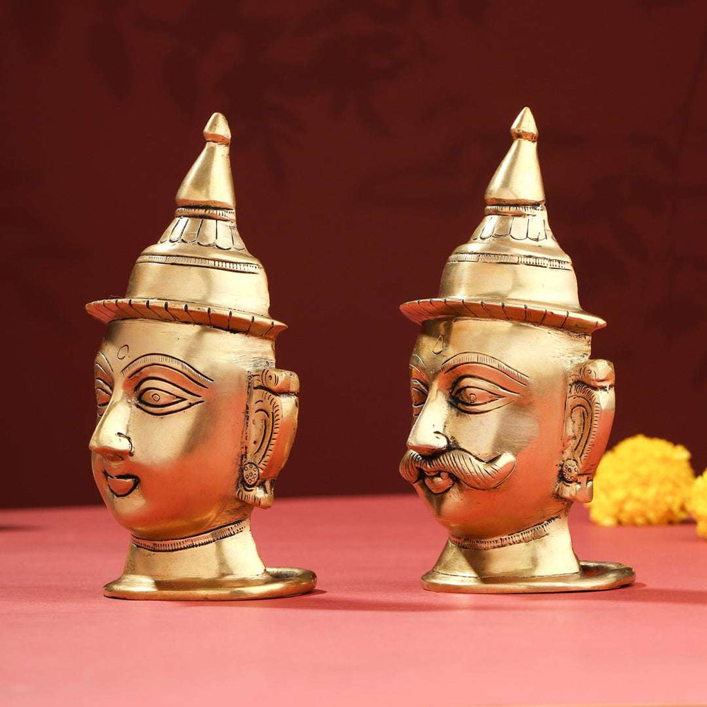 Brass Shiva Parvati Head Set (7 Inch) Vedansh Craft
