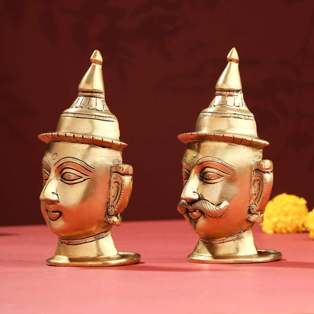 Brass Shiva Parvati Head Set (7 Inch) Vedansh Craft