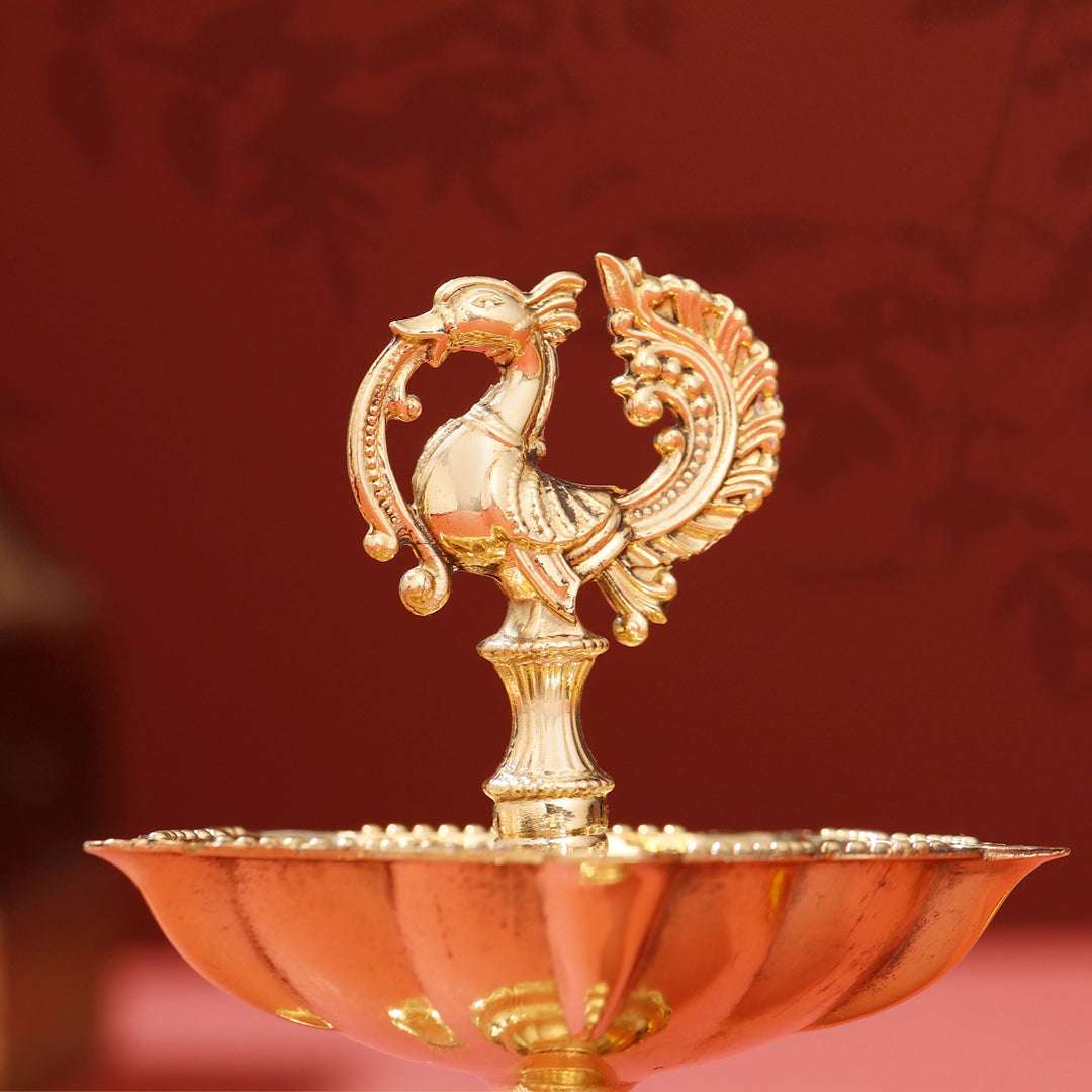 Brass Peacock Five Petal diya Vedansh Craft