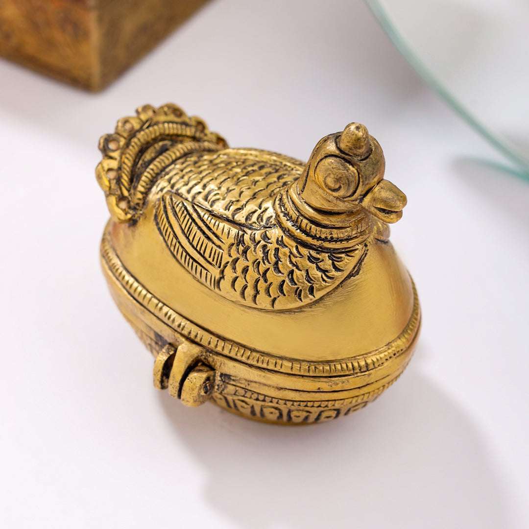 Brass Duck Sindoor/Kumkum Box (2 Inch) Vedansh Craft