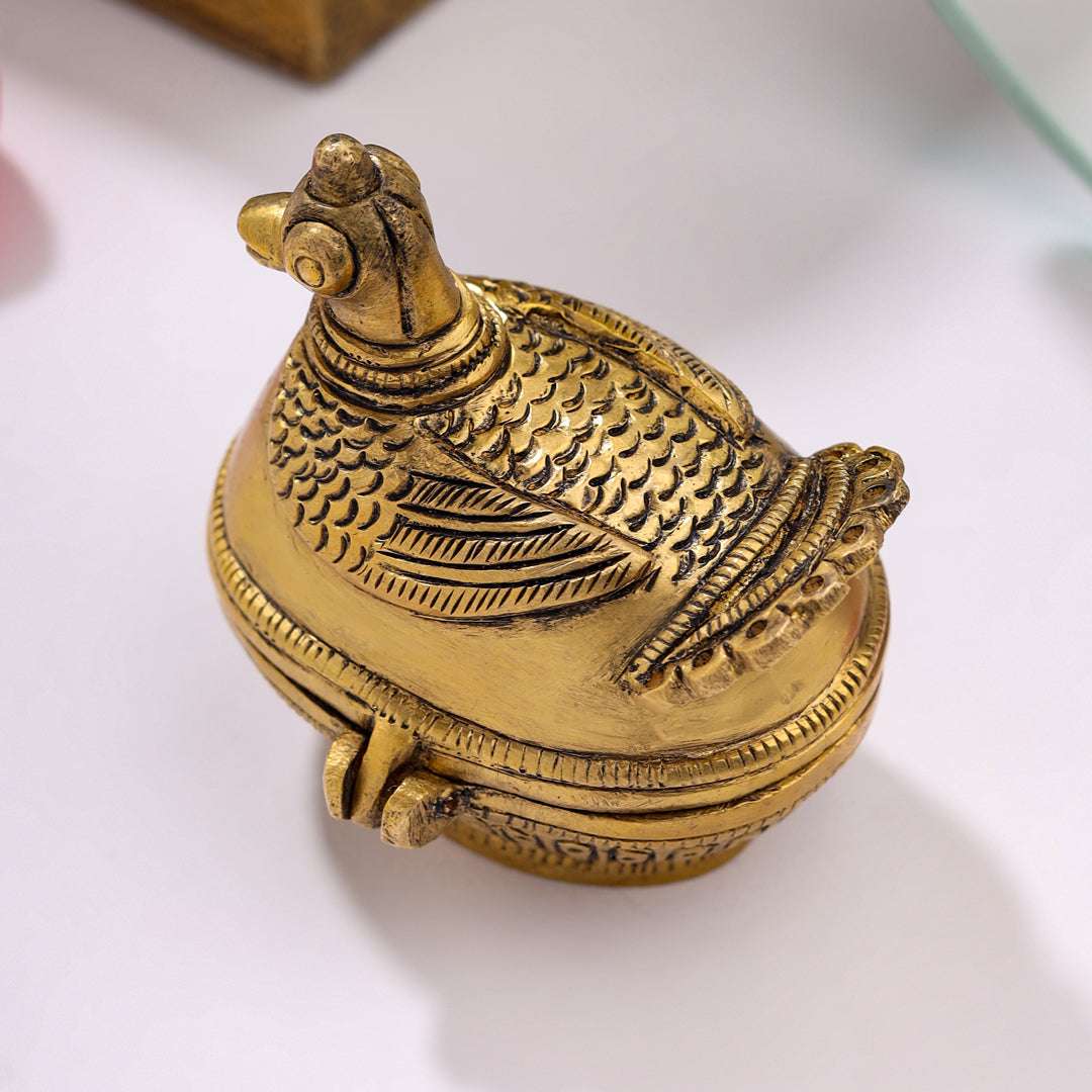 Brass Duck Sindoor/Kumkum Box (2 Inch) Vedansh Craft