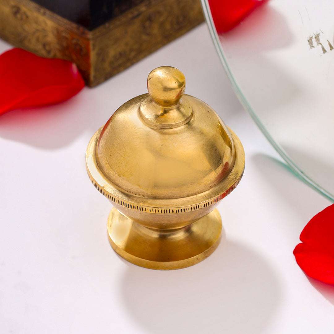 Brass Sindoor/Kumkum Box (2 Inch) Vedansh Craft