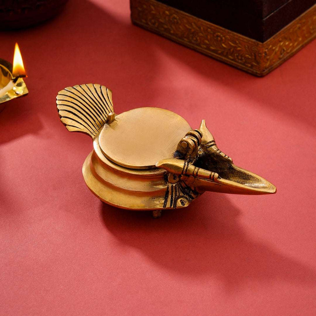 Brass Conch Diya (2 Inch) Vedansh Craft
