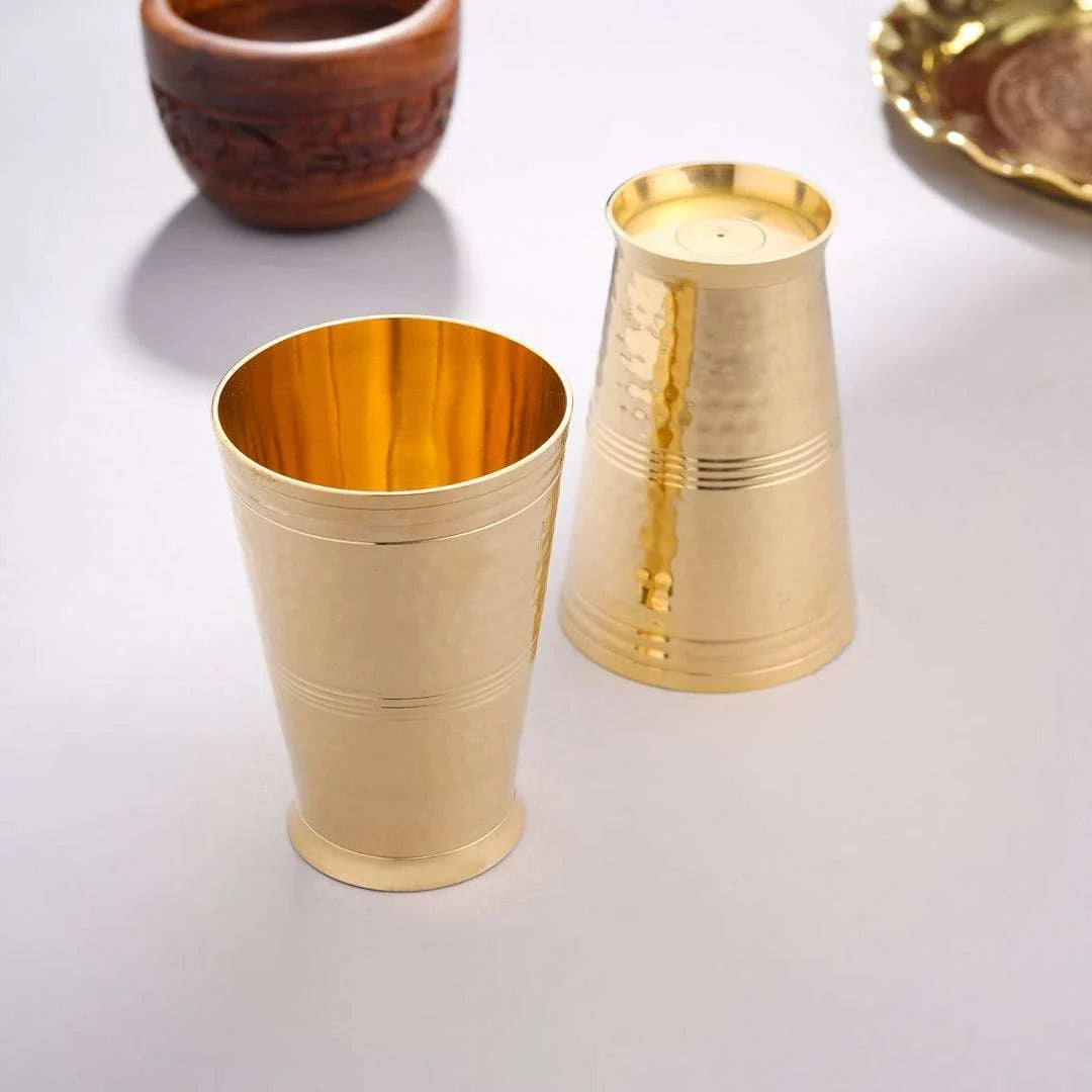 Brass Hammered Glass pair Vedansh Craft