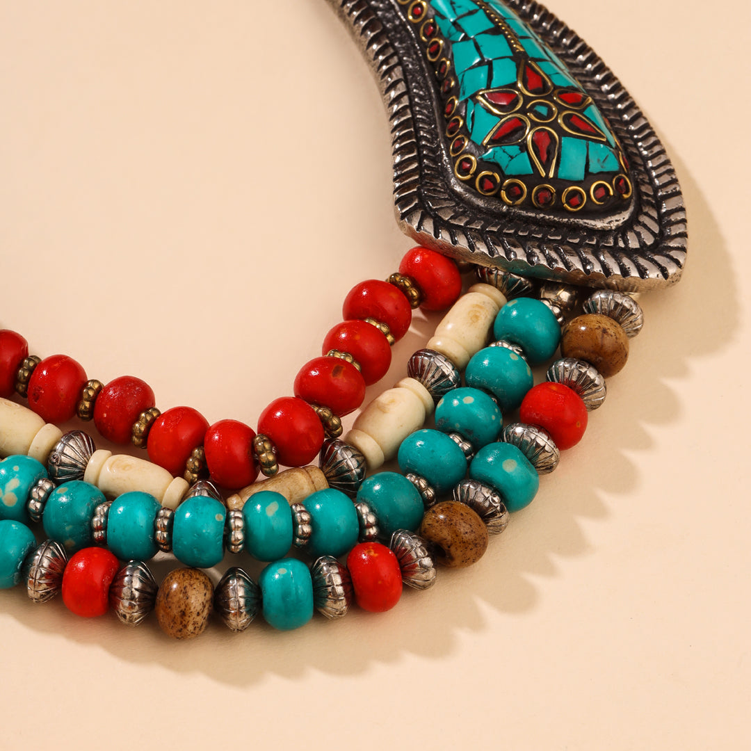 Resin Beaded Orange Necklace Vedansh Craft