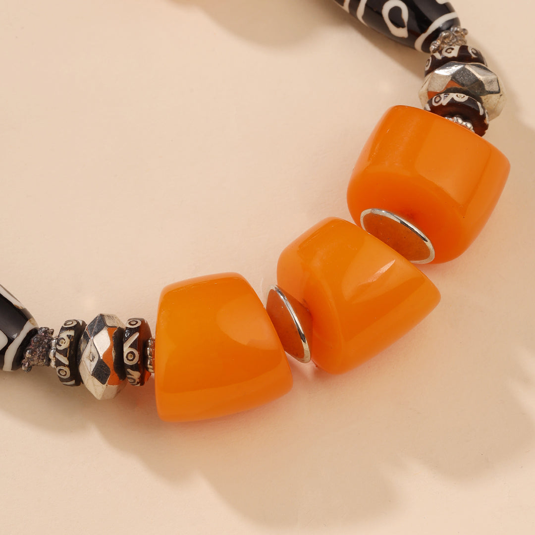 Resin Beaded Orange Necklace Vedansh Craft