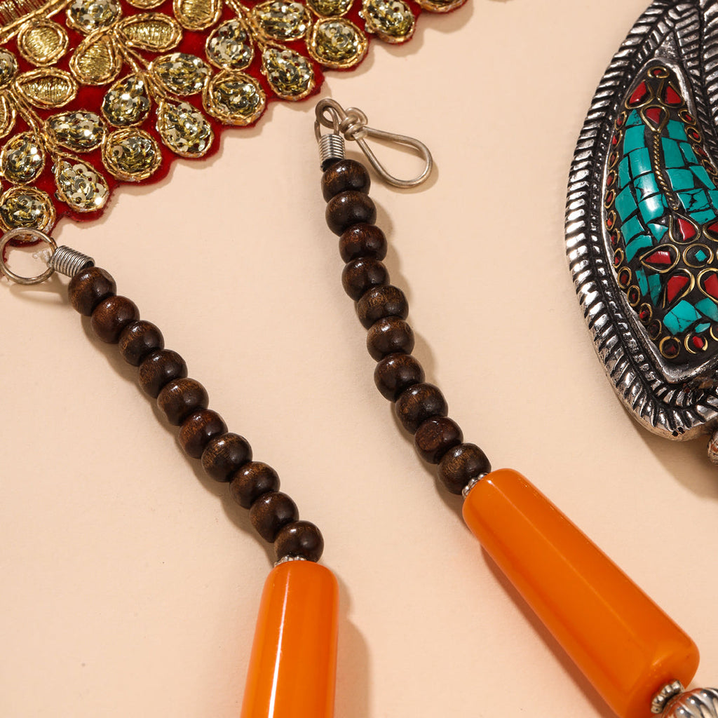 Resin Beaded Orange Necklace Vedansh Craft