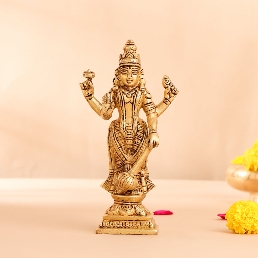 Brass Lord Vishnu Idol (7 Inch) Vedansh Craft