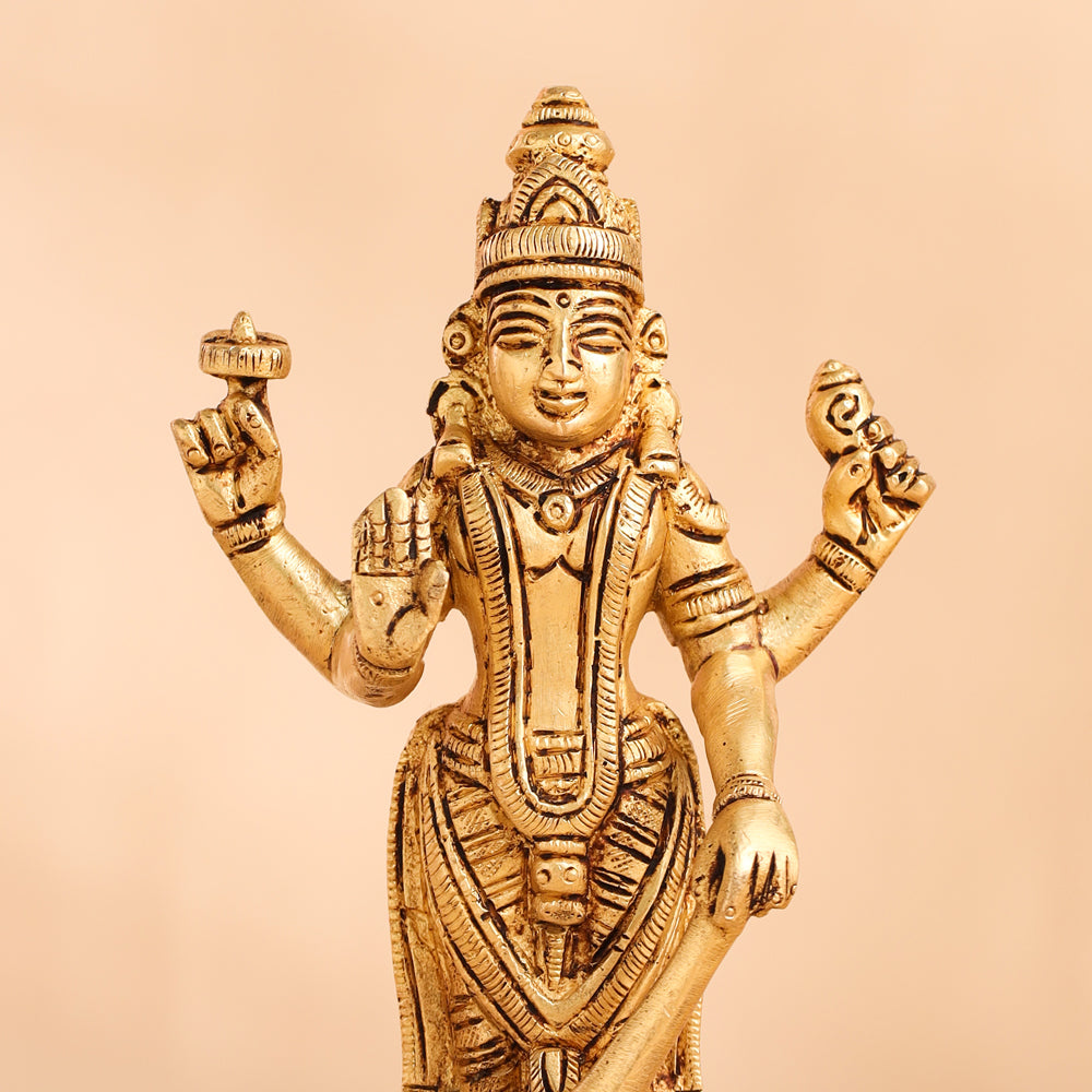 Brass Lord Vishnu Idol (7 Inch) Vedansh Craft