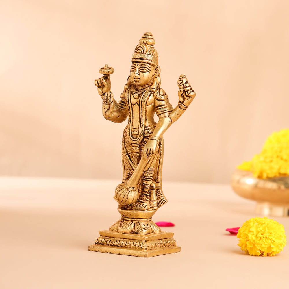 Brass Lord Vishnu Idol (7 Inch) Vedansh Craft