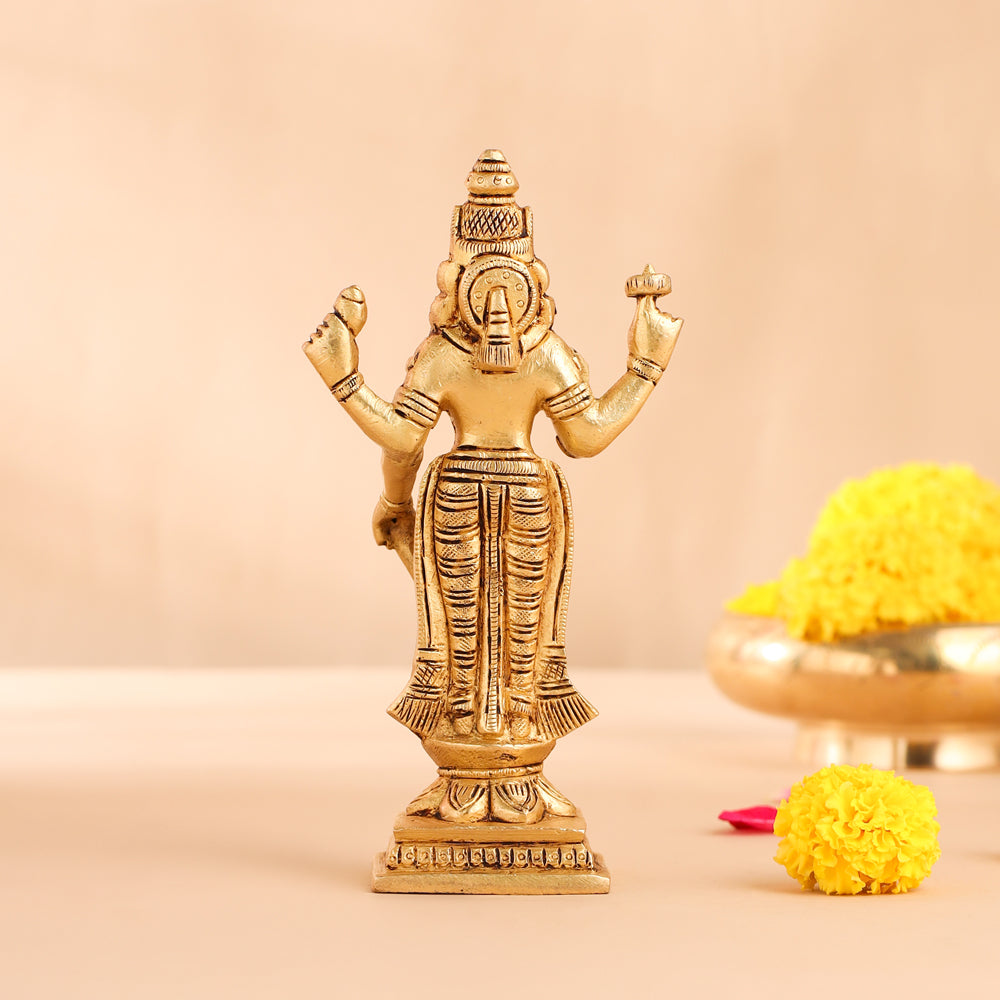 Brass Lord Vishnu Idol (7 Inch) Vedansh Craft