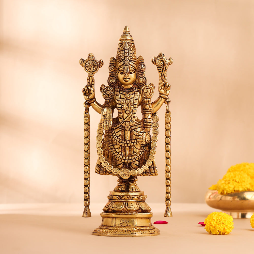 Brass Tirupati Balaji/Venkateshwar Idol (10.5 Inch) Vedansh Craft
