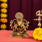Brass Superfine Lord Sitting Ganesha Idol (3.5 Inch) Vedansh Craft
