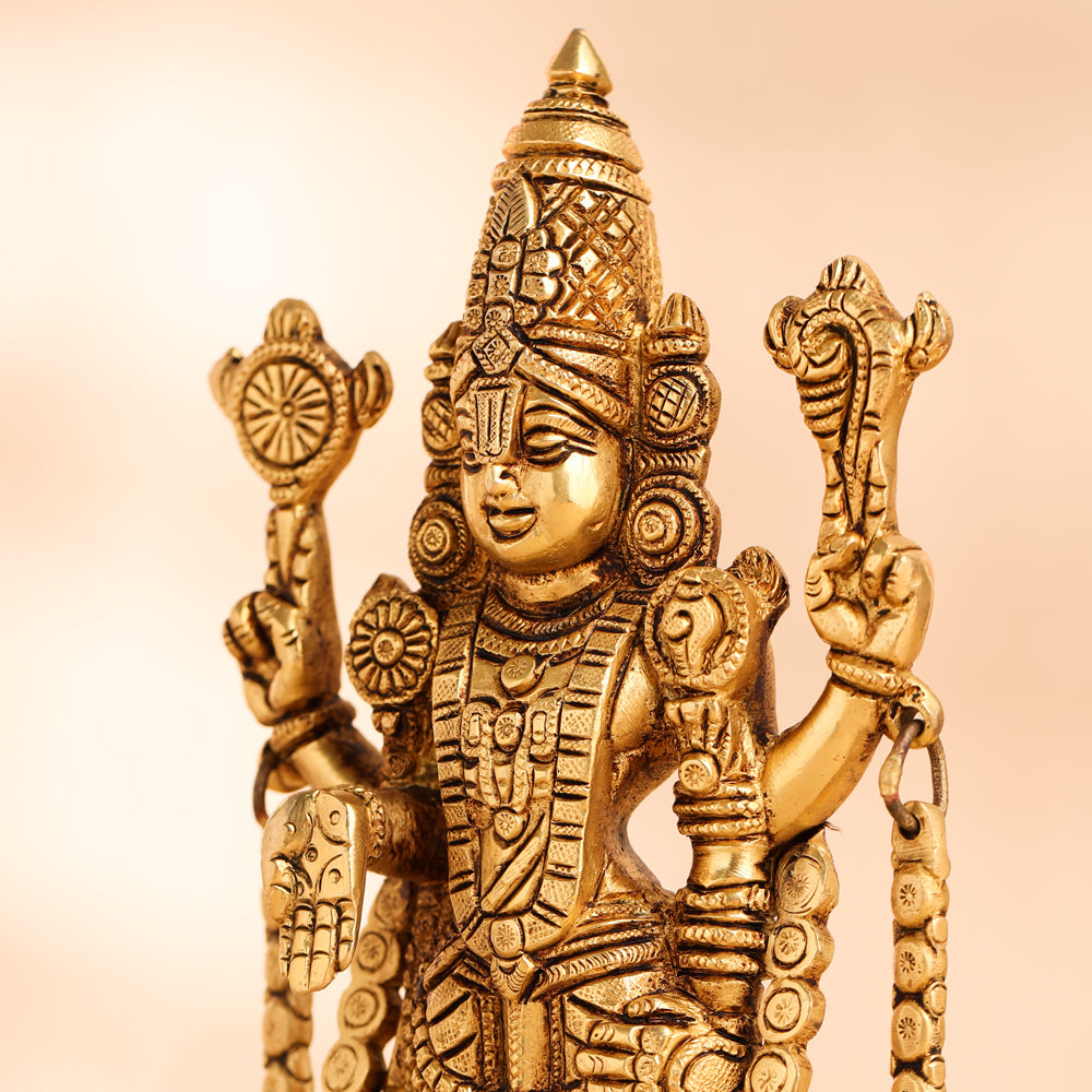Brass Tirupati Balaji/Venkateshwar Idol (10.5 Inch) Vedansh Craft