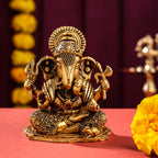 Brass Superfine Lord Sitting Ganesha Idol (3.5 Inch) Vedansh Craft