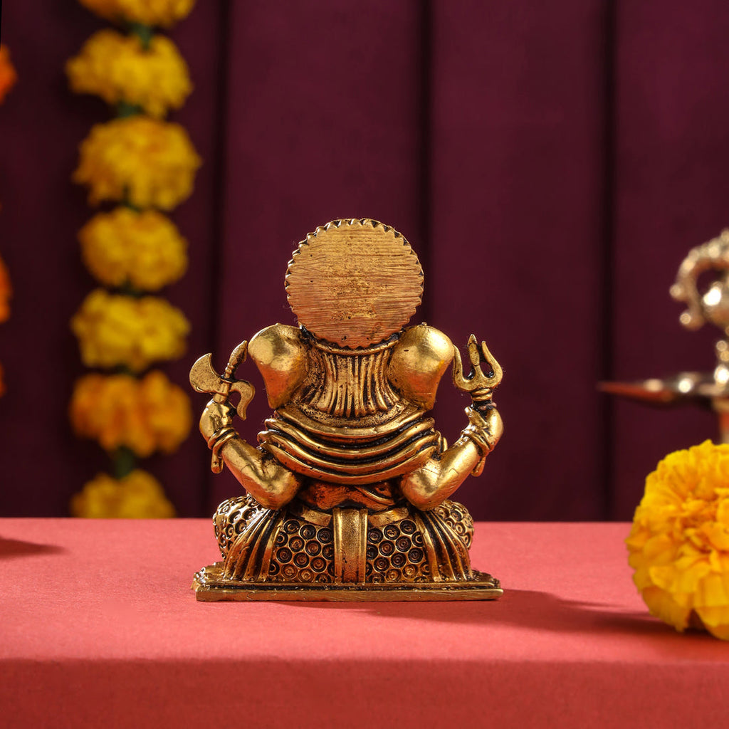 Brass Superfine Lord Sitting Ganesha Idol (3.5 Inch) Vedansh Craft