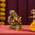 Brass Superfine Lord Sitting Ganesha Idol (3.5 Inch) Vedansh Craft