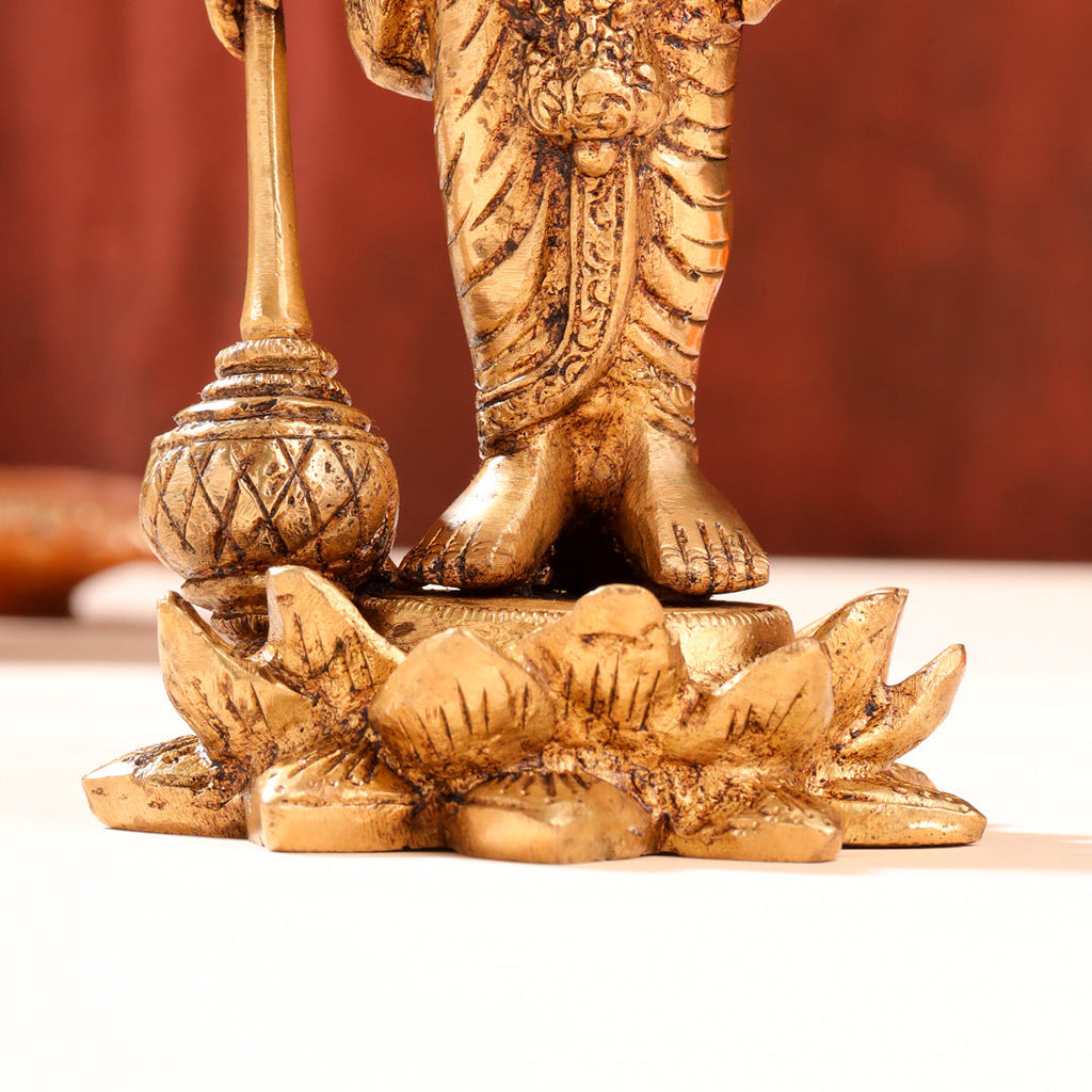 Brass Lord Vishnu Idol On Lotus (9 Inch) Vedansh Craft