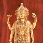 Brass Lord Vishnu Idol On Lotus (9 Inch) Vedansh Craft