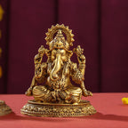 Brass Superfine Sitting Ganesha And Lakshmi set (2.5 Inch) Vedansh Craft