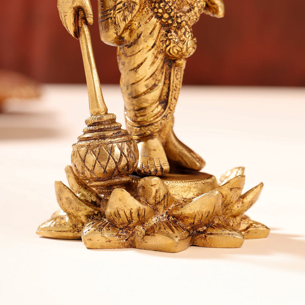 Brass Lord Vishnu Idol On Lotus (9 Inch) Vedansh Craft