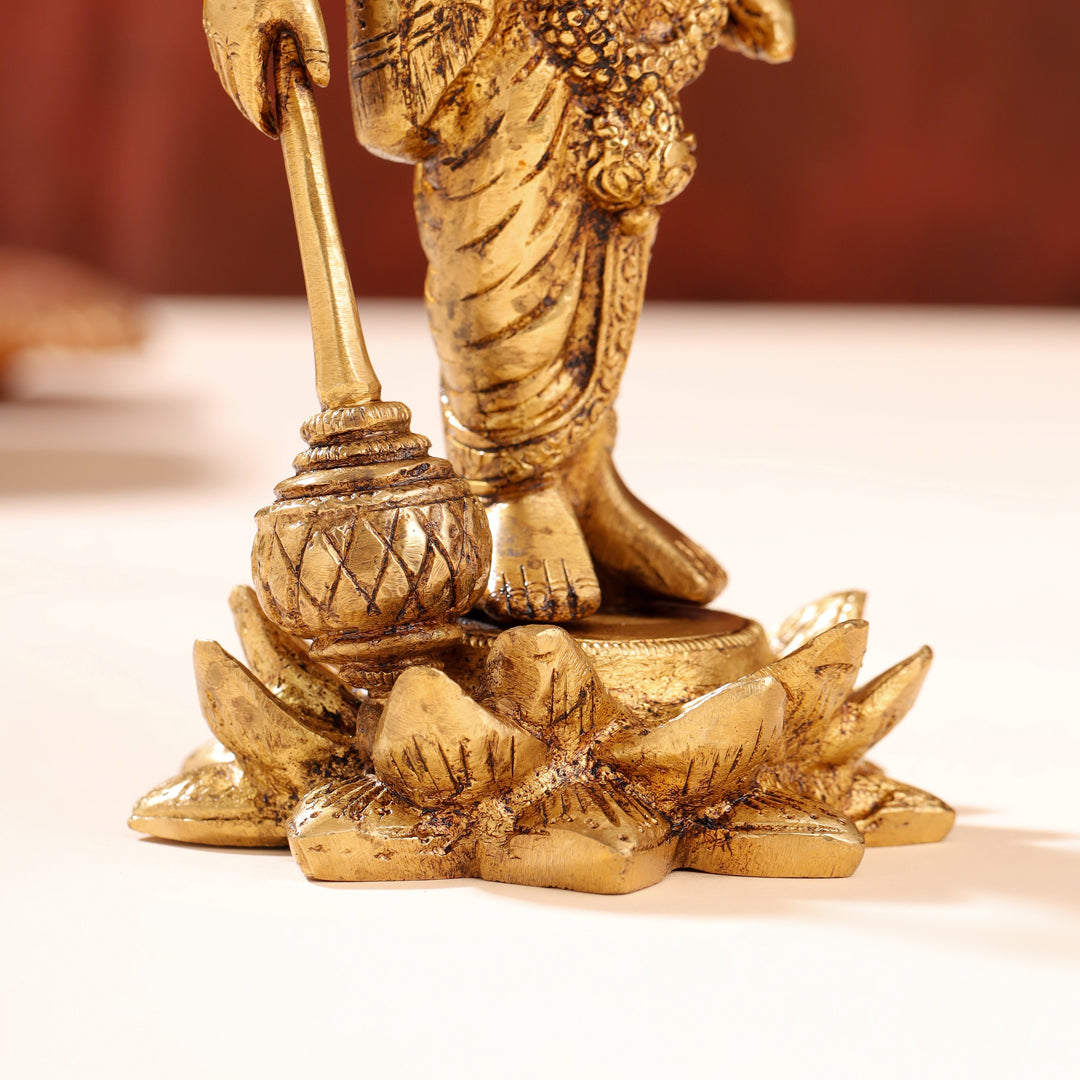 Brass Lord Vishnu Idol On Lotus (9 Inch) Vedansh Craft