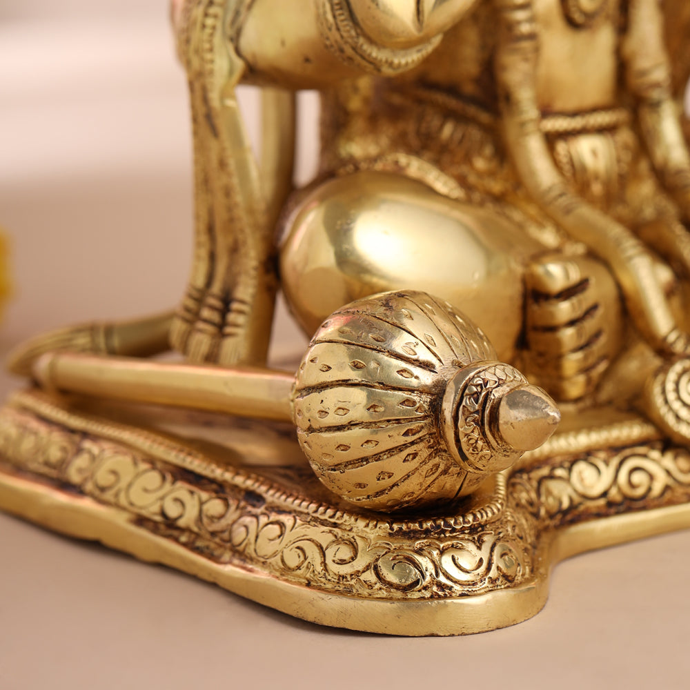 Brass Sitting Hanuman Statue (9.5 Inch) Vedansh Craft