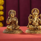 Brass Superfine Sitting Ganesha And Lakshmi set (2.5 Inch) Vedansh Craft
