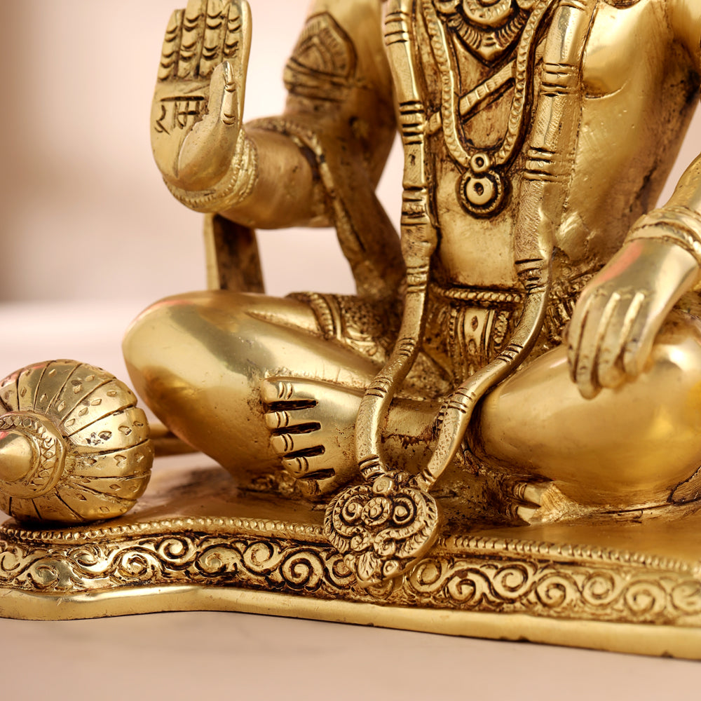Brass Sitting Hanuman Statue (9.5 Inch) Vedansh Craft
