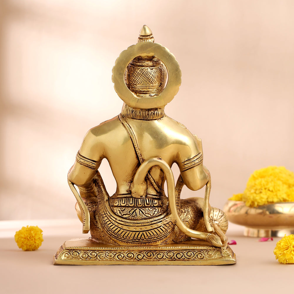 Brass Sitting Hanuman Statue (9.5 Inch) Vedansh Craft