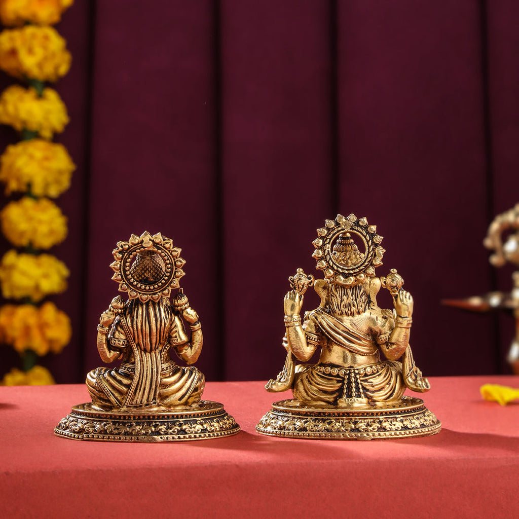 Brass Superfine Sitting Ganesha And Lakshmi set (2.5 Inch) Vedansh Craft