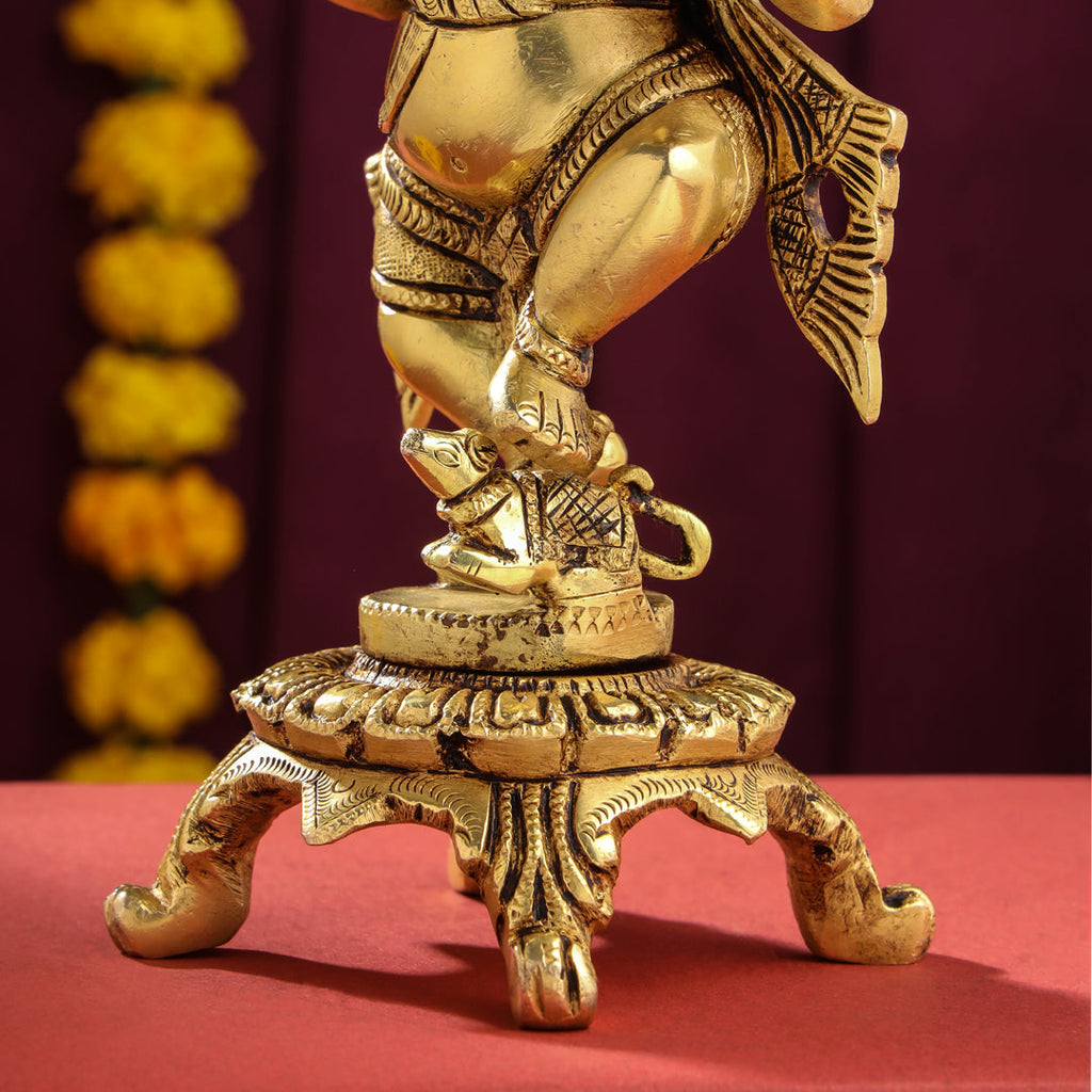 Brass Dancing Ganesha Idol (8 Inch) Vedansh Craft