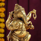 Brass Dancing Ganesha Idol (8 Inch) Vedansh Craft