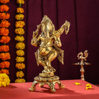 Brass Dancing Ganesha Idol (8 Inch) Vedansh Craft