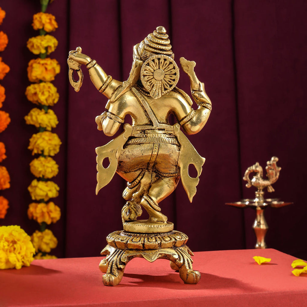 Brass Dancing Ganesha Idol (8 Inch) Vedansh Craft