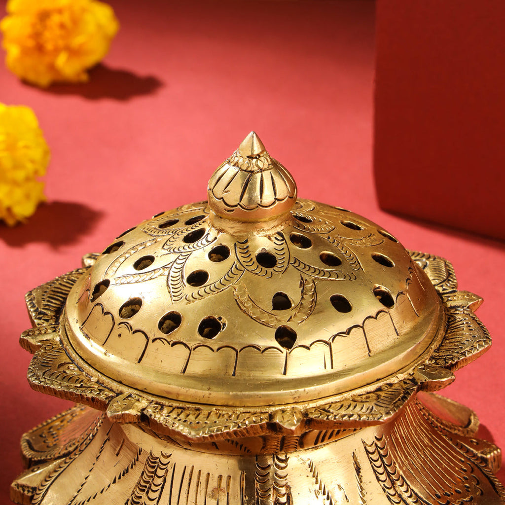 Brass Dhoop Dani & Incense Holder (3.8 Inch) Vedansh Craft