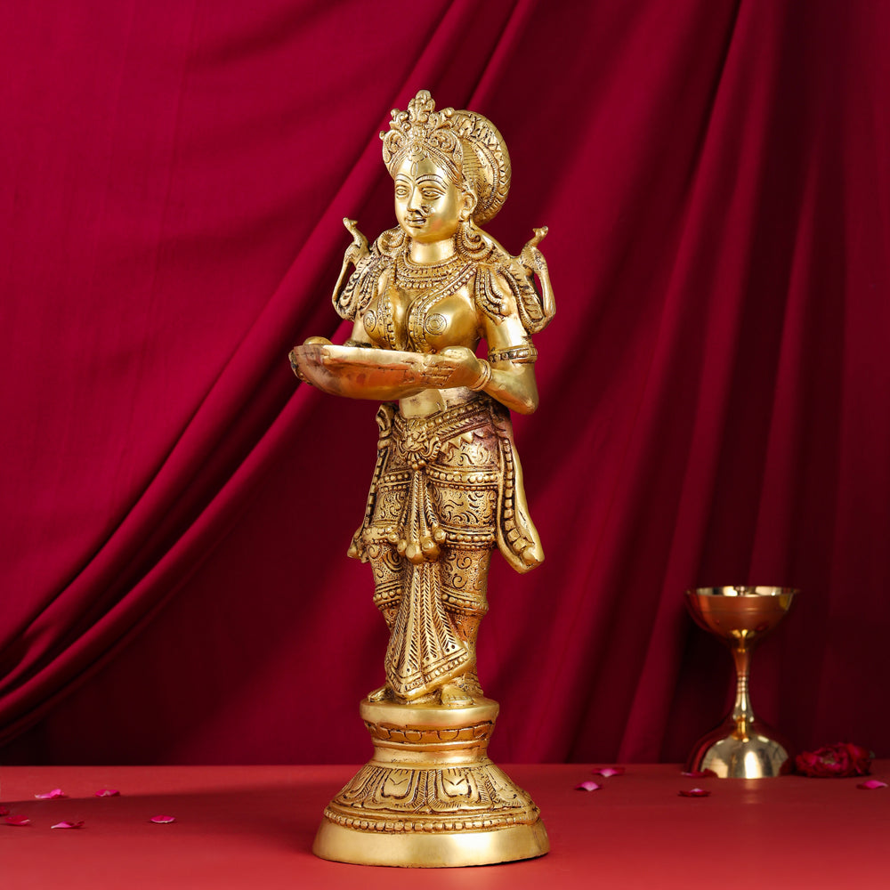 Brass Standing Deep Lakshmi Statue (22 Inch) Vedansh Craft