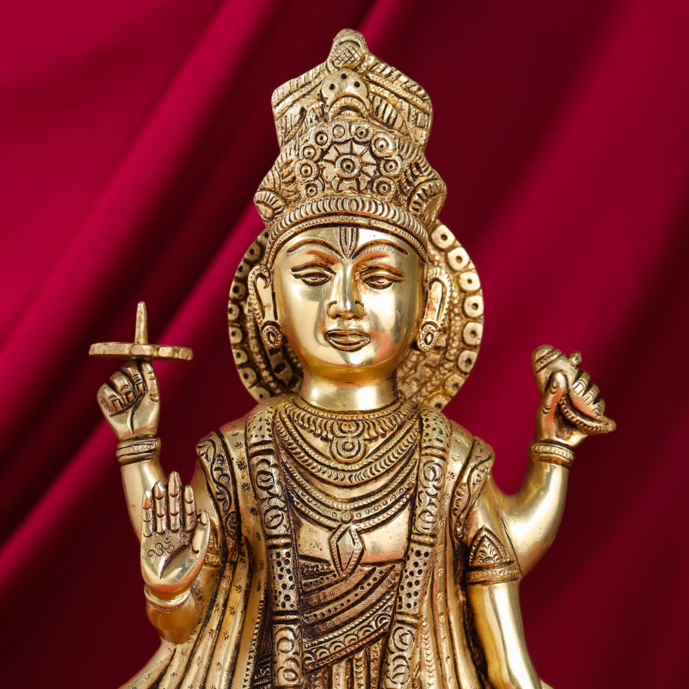 Brass Standing Lord Vishnu Statue (17.5 Inch) Vedansh Craft