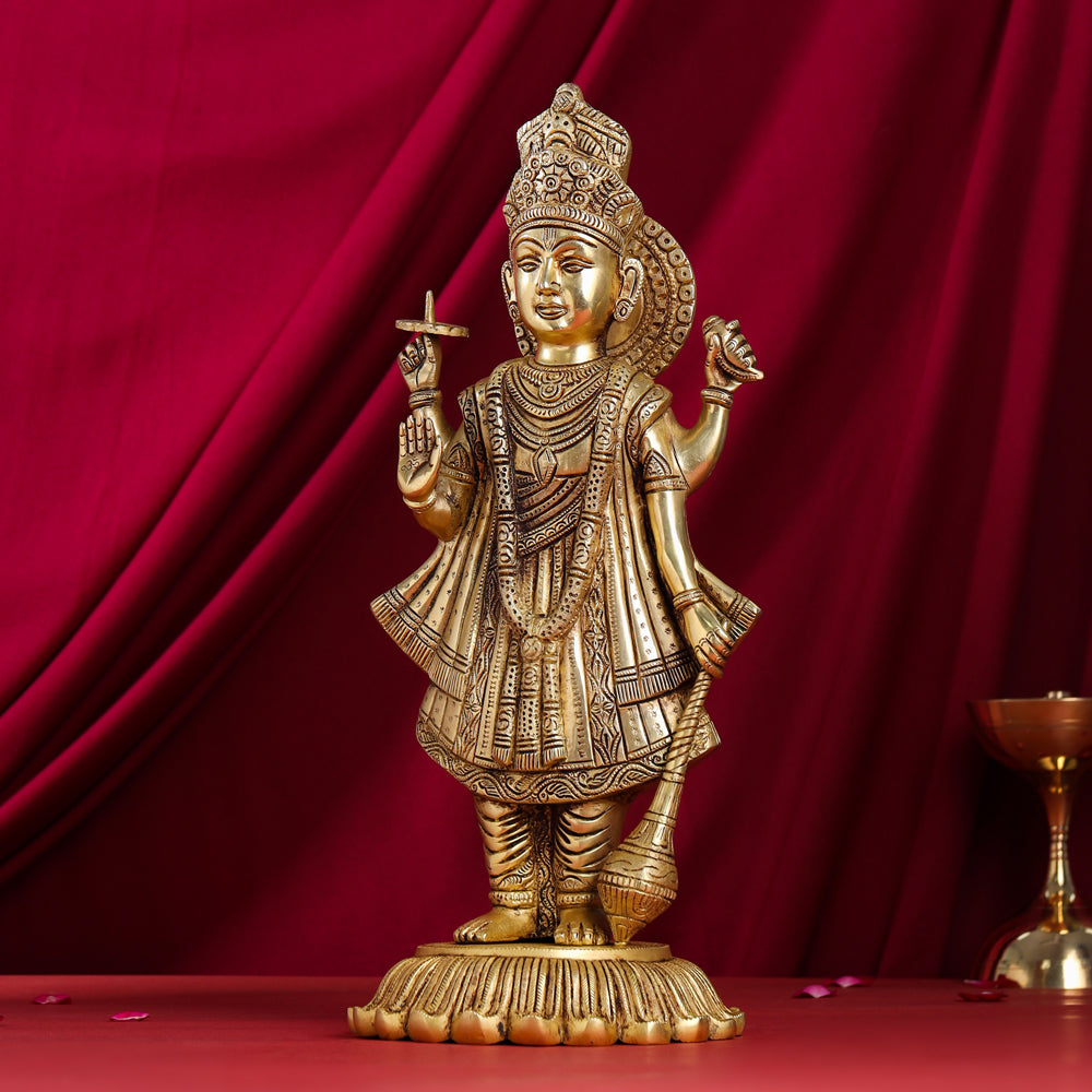 Brass Standing Lord Vishnu Statue (17.5 Inch) Vedansh Craft